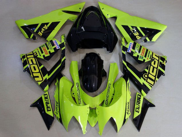 2004-2005 Kawasaki ZX10R Motorcycle Fairings - High Viz Yellow and Black UK
