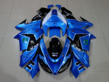 2006-2007 Kawasaki ZX10R Motorcycle Fairings - Liquid Blue Glossy Black UK