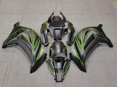 2011-2015 Kawasaki ZX10R Motorcycle Fairings - Matte Black Green Lining UK