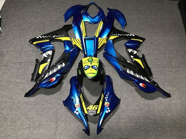 2016-2020 Kawasaki ZX10R Motorcycle Fairings - Metallic Blue Yellow Shark 46 UK