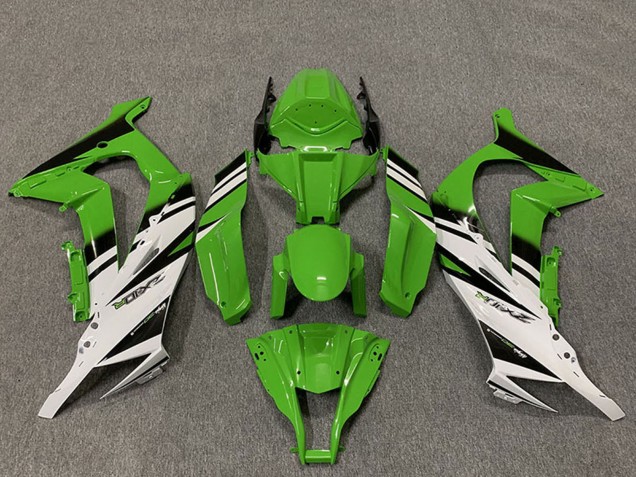 2011-2015 Kawasaki ZX10R Motorcycle Fairings - Green White Glossy Black OEM Style UK