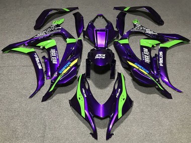 2016-2020 Kawasaki ZX10R Motorcycle Fairings - Purple Green White Trick Star Eva Racing UK