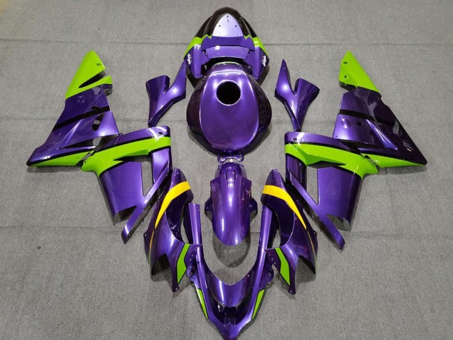2004-2005 Kawasaki ZX10R Motorcycle Fairings - Purple Green and Yellow UK