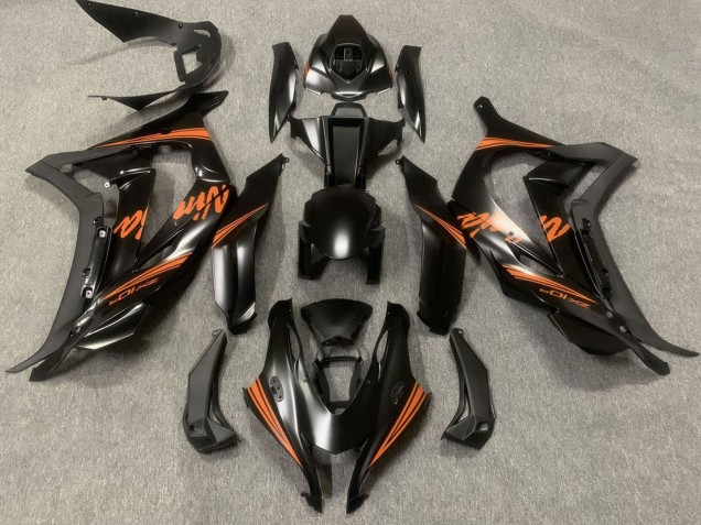 2016-2020 Kawasaki ZX10R Motorcycle Fairings - Matte Black Orange Ninja UK