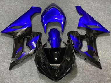 2005-2006 Kawasaki ZX6R Motorcycle Fairings - Blue Glossy Black UK