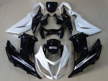 2013-2018 Kawasaki ZX6R Motorcycle Fairing - White Glossy Black UK