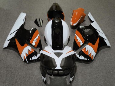 2002-2006 Kawasaki ZX12R Motorcycle Fairings - Orange Black White Shark UK