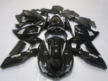 2006-2011 Kawasaki ZX14R Motorcycle Fairings - Glossy Black White Ninja UK