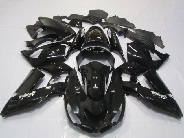 2006-2011 Kawasaki ZX14R Motorcycle Fairings - Glossy Black White Ninja UK