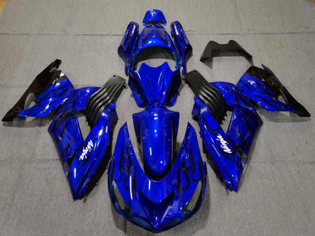 2006-2011 Kawasaki ZX14R Motorcycle Fairings - Blue Black Flame UK