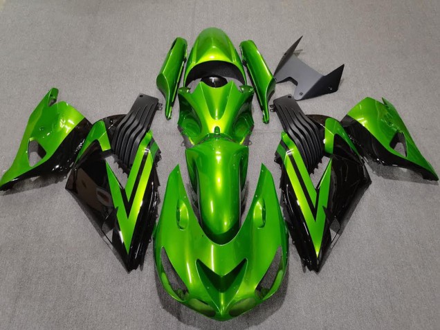 2006-2011 Kawasaki ZX14R Motorcycle Fairings - Green Glossy Black UK