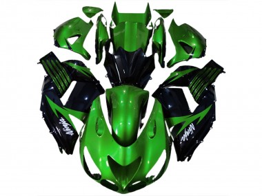 2006-2011 Kawasaki ZX14R Motorcycle Fairing - Green Glossy Black White Ninja UK