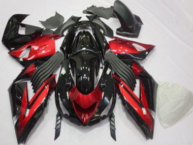 2006-2011 Kawasaki ZX14R Motorcycle Fairings - Red Glossy Black Stripe UK