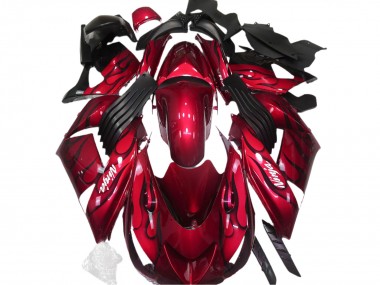 2006-2011 Kawasaki ZX14R Motorcycle Fairings - Red Black Flame White Ninja UK