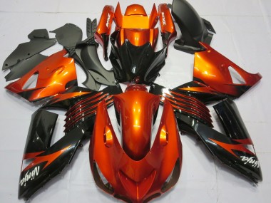 2006-2011 Kawasaki ZX14R Motorcycle Fairings - Orange Glossy Black UK