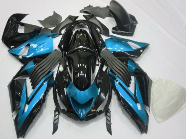 2006-2011 Kawasaki ZX14R Motorcycle Fairings - Light Blue Glossy Black UK