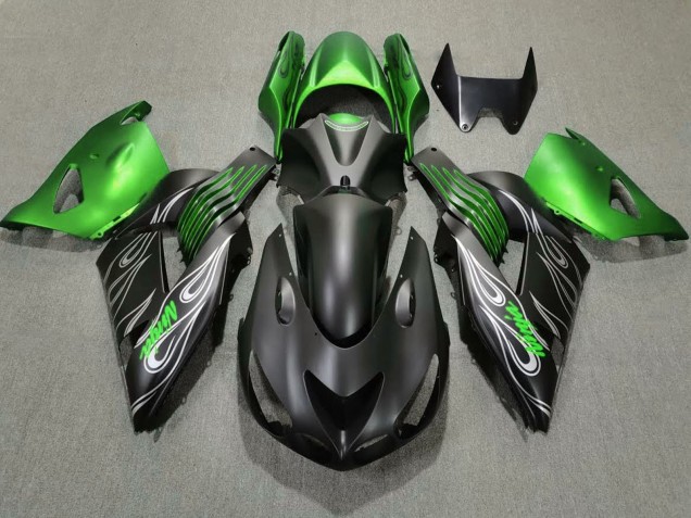 2006-2011 Kawasaki ZX14R Motorcycle Fairings - Green Matte Black UK
