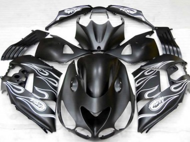 2006-2011 Kawasaki ZX14R Motorcycle Fairings - Matte Black Silver Flame UK