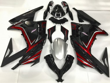 2013-2024 Kawasaki Ninja 300 Motorcycle Fairings - Glossy Black Red UK