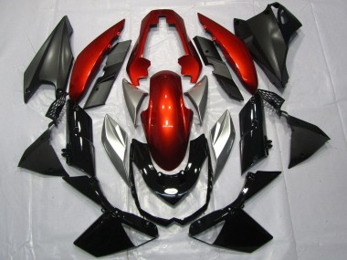 2010-2013 Kawasaki Z1000 Motorcycle Fairings - Red Silver Glossy Black UK