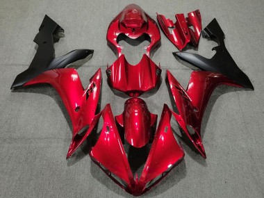 2004-2006 Yamaha R1 Motorcycle Fairings - Candy Red Matte Black UK