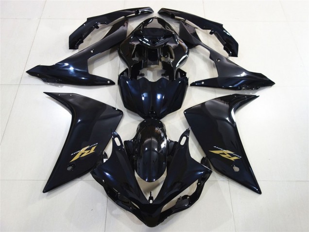 2007-2008 Yamaha R1 Motorcycle Fairings - Glossy Black Dark Blue Gold Decal UK