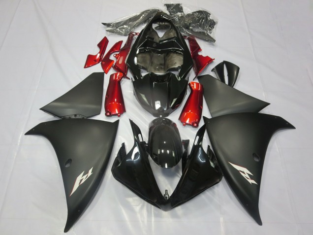 2012-2014 Yamaha R1 Motorcycle Fairings - Glossy Black Matte Black Red UK