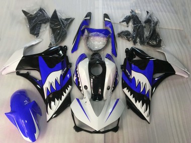 2015-2018 Yamaha R3 Motorcycle Fairings - White Blue Glossy Black Shark UK