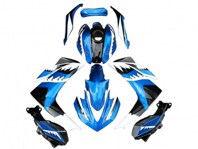 2015-2018 Yamaha R3 Motorcycle Fairing - Blue White Black Shark UK