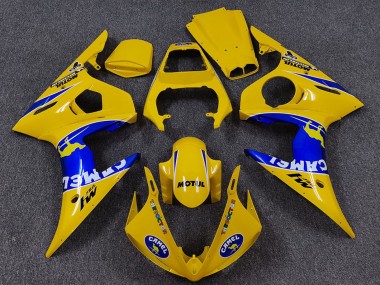 2005 Yamaha R6 Motorcycle Fairings - Yellow Blue White Camel Motul UK