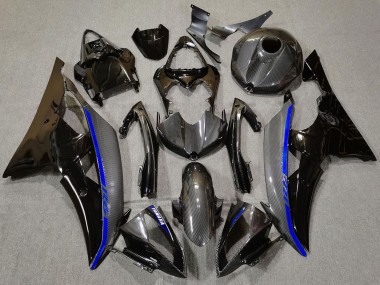 2008-2016 Yamaha R6 Motorcycle Fairings - Glossy Black Carbon Fiber Style Blue UK