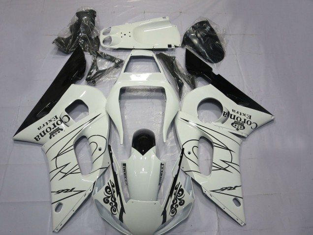 1998-2002 Yamaha R6 Motorcycle Fairings - White Black Corona Motul UK