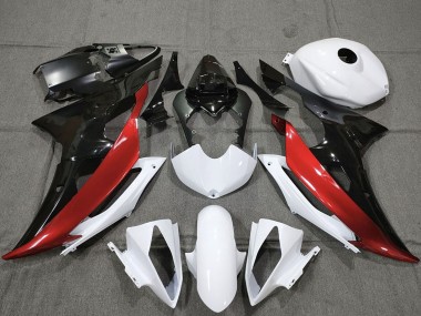 2008-2016 Yamaha R6 Motorcycle Fairings - White Red Glossy Black UK