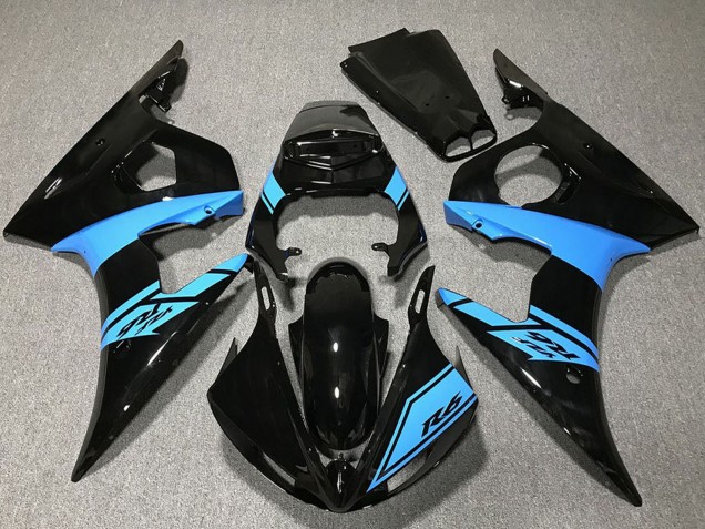 2003-2004 Yamaha R6 Motorcycle Fairings - Glossy Black Light Blue UK