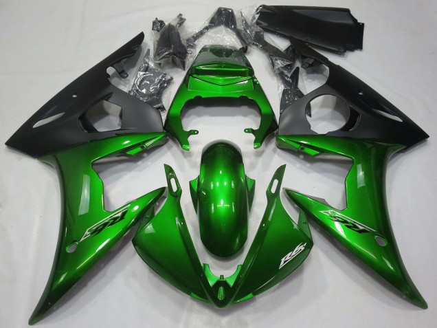 2005 Yamaha R6 Motorcycle Fairings - Dark Green Matte Black UK