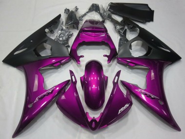 2005 Yamaha R6 Motorcycle Fairings - Dark Pink Matte Black UK