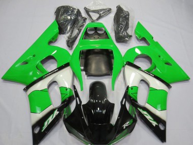 1998-2002 Yamaha R6 Motorcycle Fairing - Green White Glossy Black UK