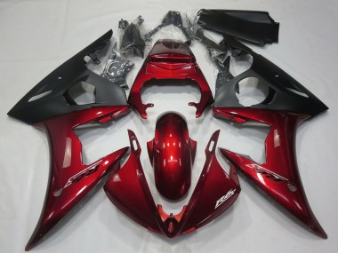 2005 Yamaha R6 Motorcycle Fairings - Dark Red Matte Black UK