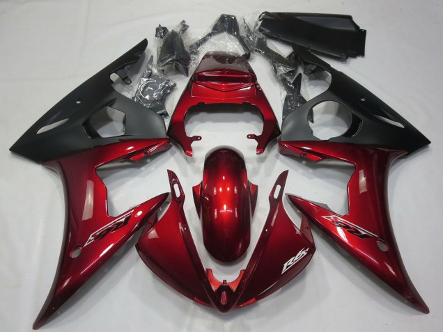 2005 Yamaha R6 Motorcycle Fairings - Dark Red Matte Black UK