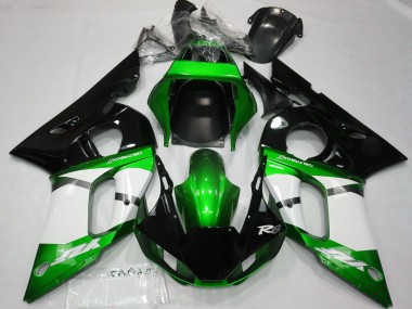 1998-2002 Yamaha R6 Motorcycle Fairings - Green White Glossy Black UK