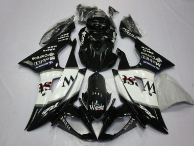 2008-2016 Yamaha R6 Motorcycle Fairings - Glossy Black White West Michelin UK