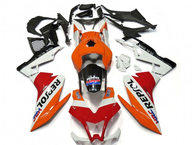 2012-2019 Aprilia RS4 125 Motorcycle Fairings - Orange White Red Glossy Black Repsol UK