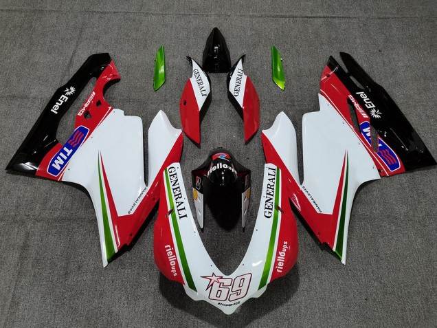 2015-2020 Ducati 959 1299 Motorcycle Fairings - White Red Green Glossy Black Generali Tim 69 UK