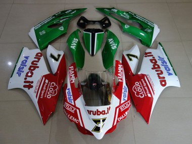 2011-2014 Ducati 899 1199 Motorcycle Fairings - White Red Green Fiamm 7 UK