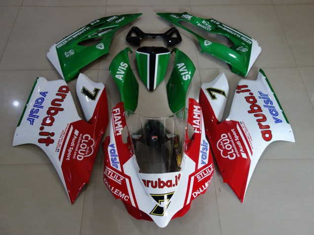2011-2014 Ducati 899 1199 Motorcycle Fairings - White Red Green Fiamm 7 UK