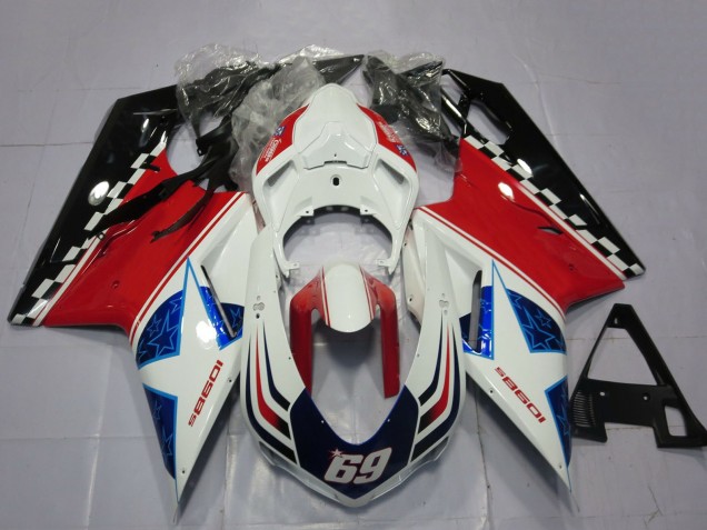 2007-2014 Ducati 1098 Motorcycle Fairings - White Red Black Blue 69 UK