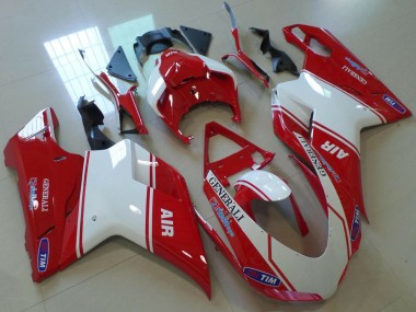 2007-2014 Ducati 848 1098 1198 Motorcycle Fairings - Red White Air Generali Tim UK