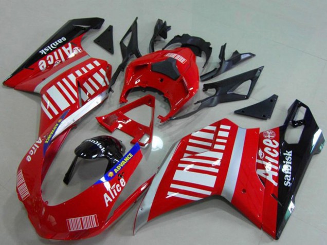 2007-2014 Ducati 848 1098 1198 Motorcycle Fairings - Silver Red Glossy Black Alice Sandisk UK