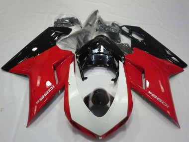 2007-2014 Ducati 1098 Motorcycle Fairings - Red White Glossy Black UK