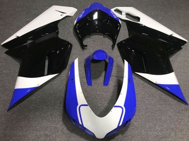 2007-2014 Ducati 848 1098 1198 Motorcycle Fairing - White Blue Glossy Black UK
